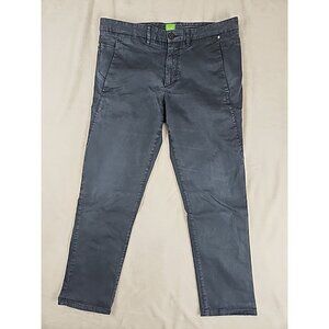 Vintage Hugo‎ Boss Green Men's Chino Trousers W 33R Leeman Blue Dark Stretch